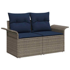 vidaXL Garten-Sofa-Set mit Kissen 5 pcs Grau und Marineblau
