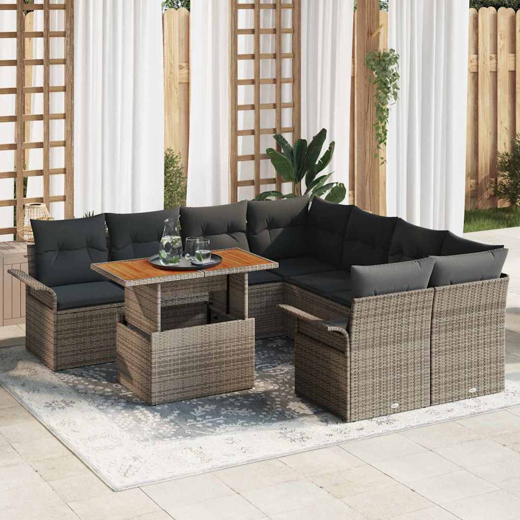 vidaXL Garten-Sofa-Set mit Kissen Grau