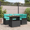 vidaXL Garten-Sofa-Set mit Kissen mit Speicher 5 pcs Schwarz und blau