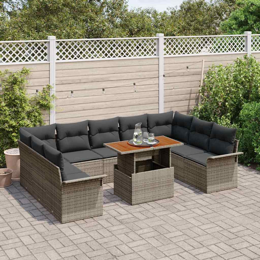 vidaXL Garten-Sofa-Set mit Kissen 10 pcs Grau