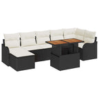 vidaXL Garten-Sofa-Set mit Kissen mit Speicher 8 pcs Schwarz und Creme