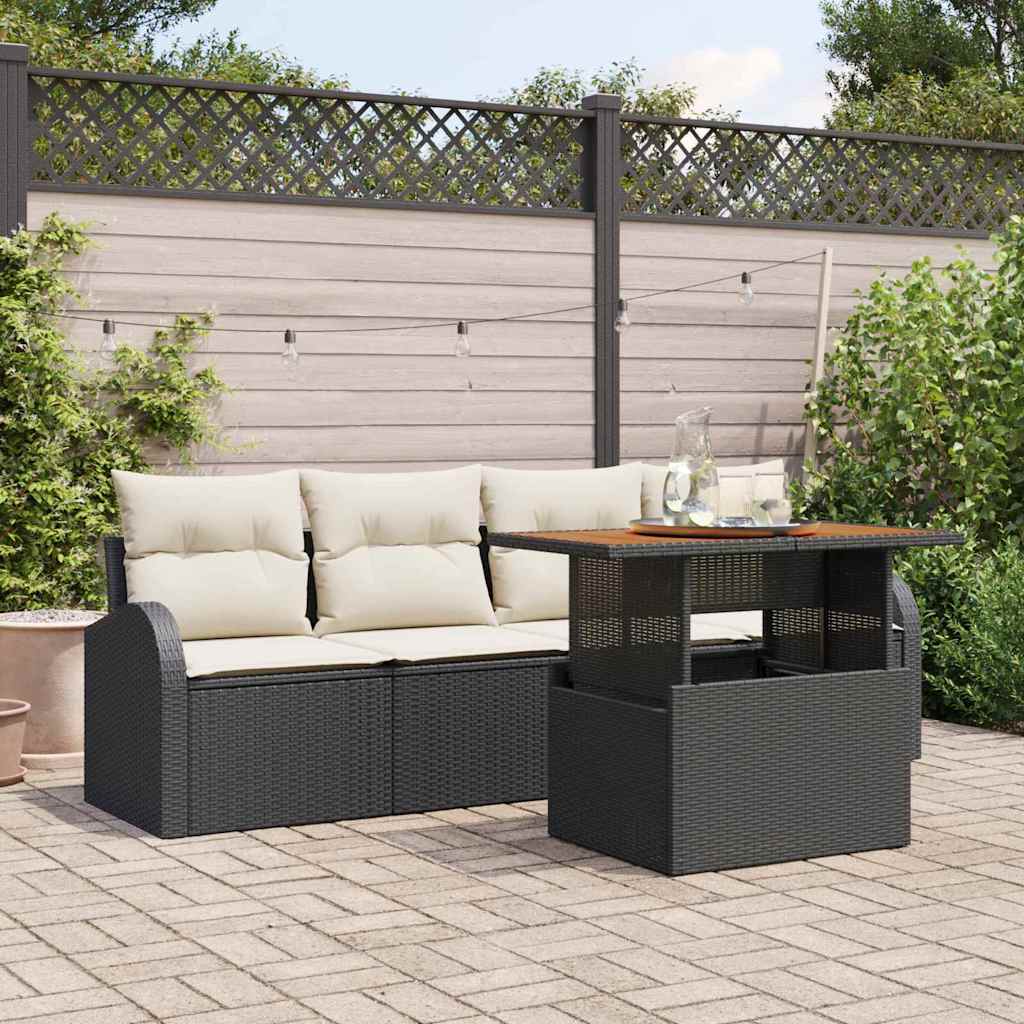 vidaXL Garten-Sofa-Set 5 pcs Schwarz und Creme