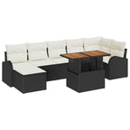 vidaXL Garten-Sofa-Set mit Kissen 8 pcs Schwarz und Creme