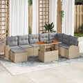 vidaXL Garten-Sofa-Set mit Kissen 9 pcs Schwarz und Creme