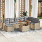 vidaXL Garten-Sofa-Set mit Kissen 9 pcs Schwarz und Creme