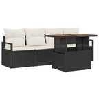 vidaXL Garten-Sofa-Set mit Kissen 5 pcs Schwarz und Creme