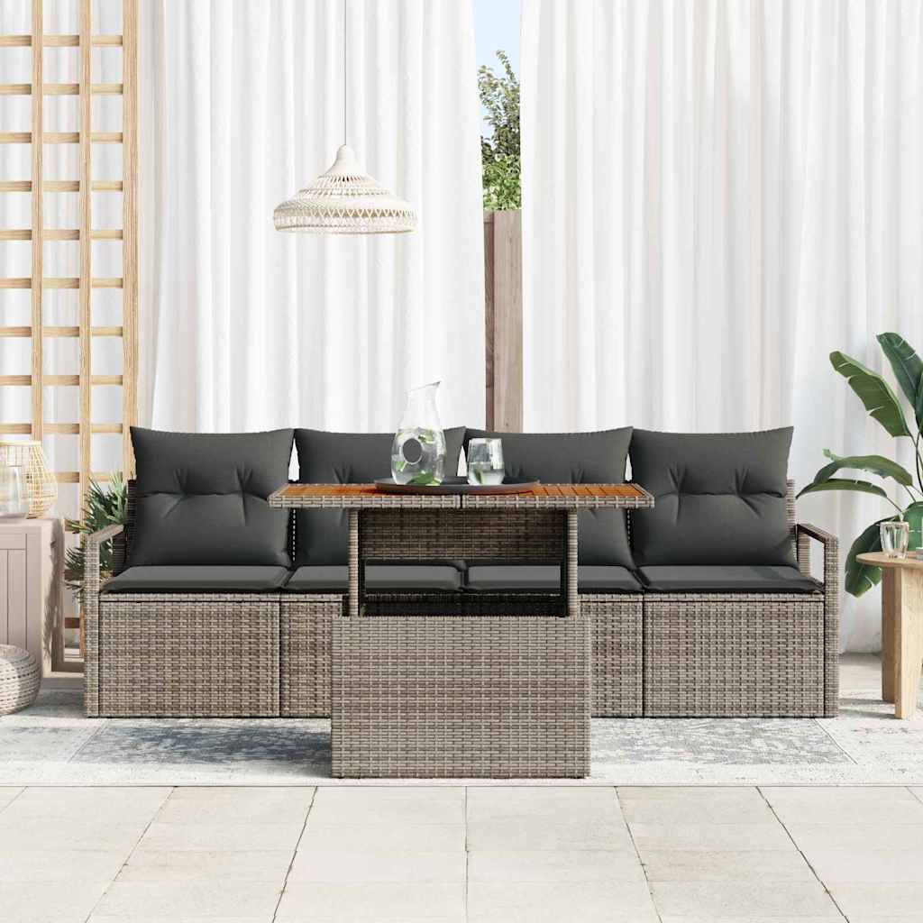 vidaXL Garten-Sofa-Set mit Kissen 5 pcs Grau