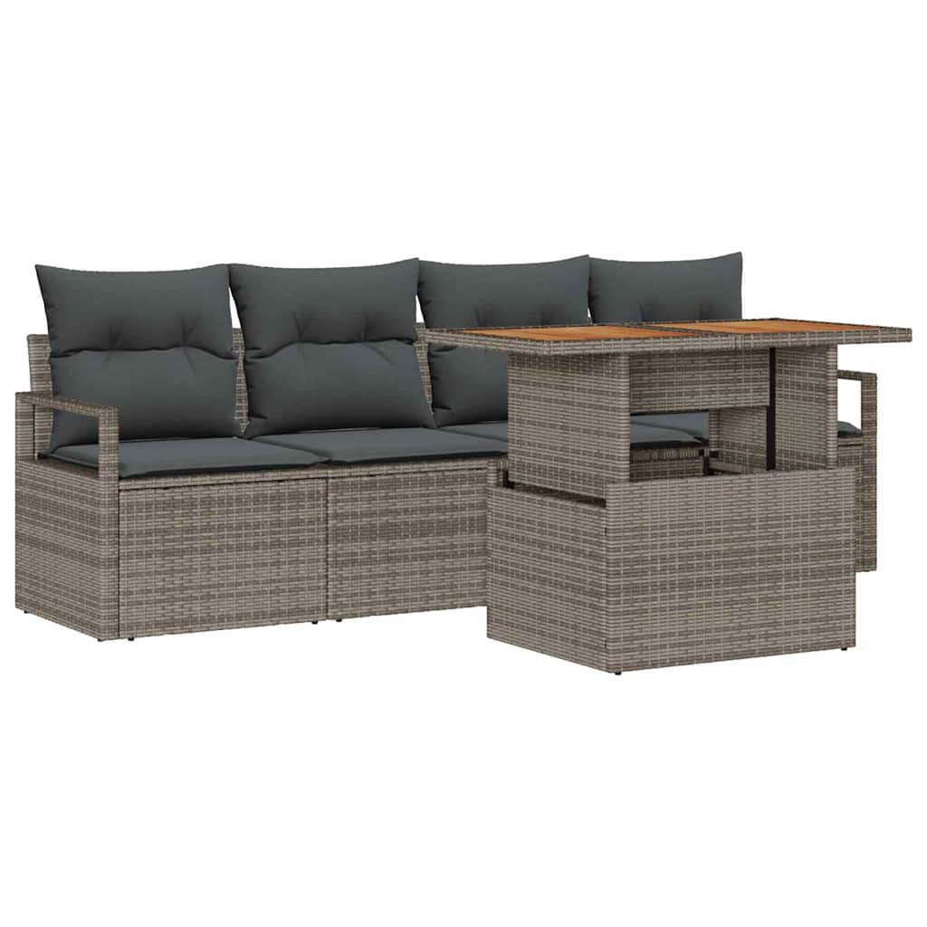 vidaXL Garten-Sofa-Set mit Kissen 5 pcs Grau