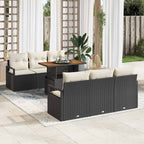 vidaXL Garten-Sofa-Set mit Kissen 7 pcs Schwarz und Creme