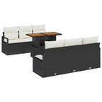 vidaXL Garten-Sofa-Set mit Kissen 7 pcs Schwarz und Creme
