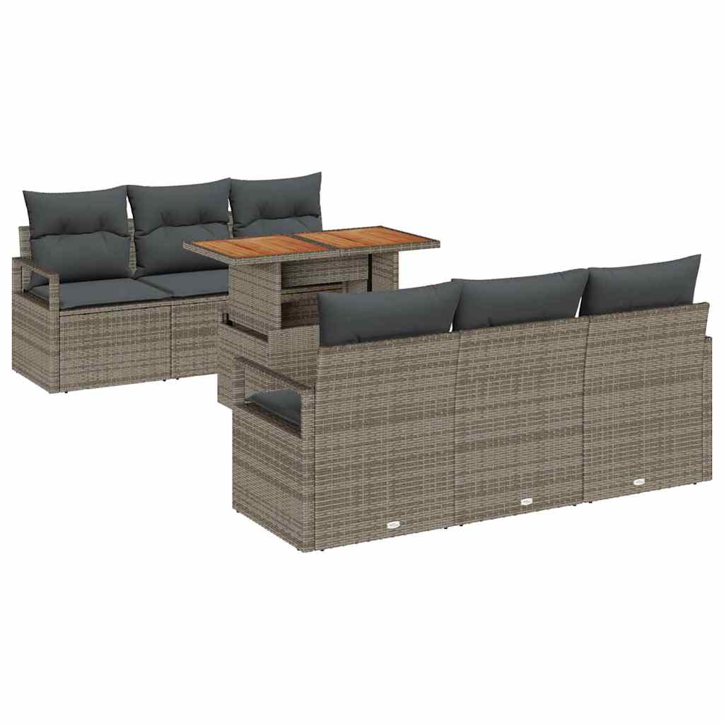 vidaXL Garten-Sofa-Set mit Kissen 7 pcs Grau