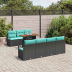 vidaXL Garten-Sofa-Set mit Kissen mit Kissen 8 pcs Schwarz und Teal