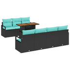 vidaXL Garten-Sofa-Set mit Kissen mit Kissen 8 pcs Schwarz und Teal