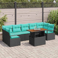 vidaXL Garten-Sofa-Set mit Kissen 8 pcs Schwarz und Teal