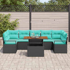 vidaXL Garten-Sofa-Set mit Kissen 8 pcs Schwarz und Teal