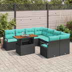 vidaXL Garten Essgruppe mit Kissen 9 pcs Schwarz und Teal