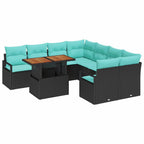 vidaXL Garten Essgruppe mit Kissen 9 pcs Schwarz und Teal