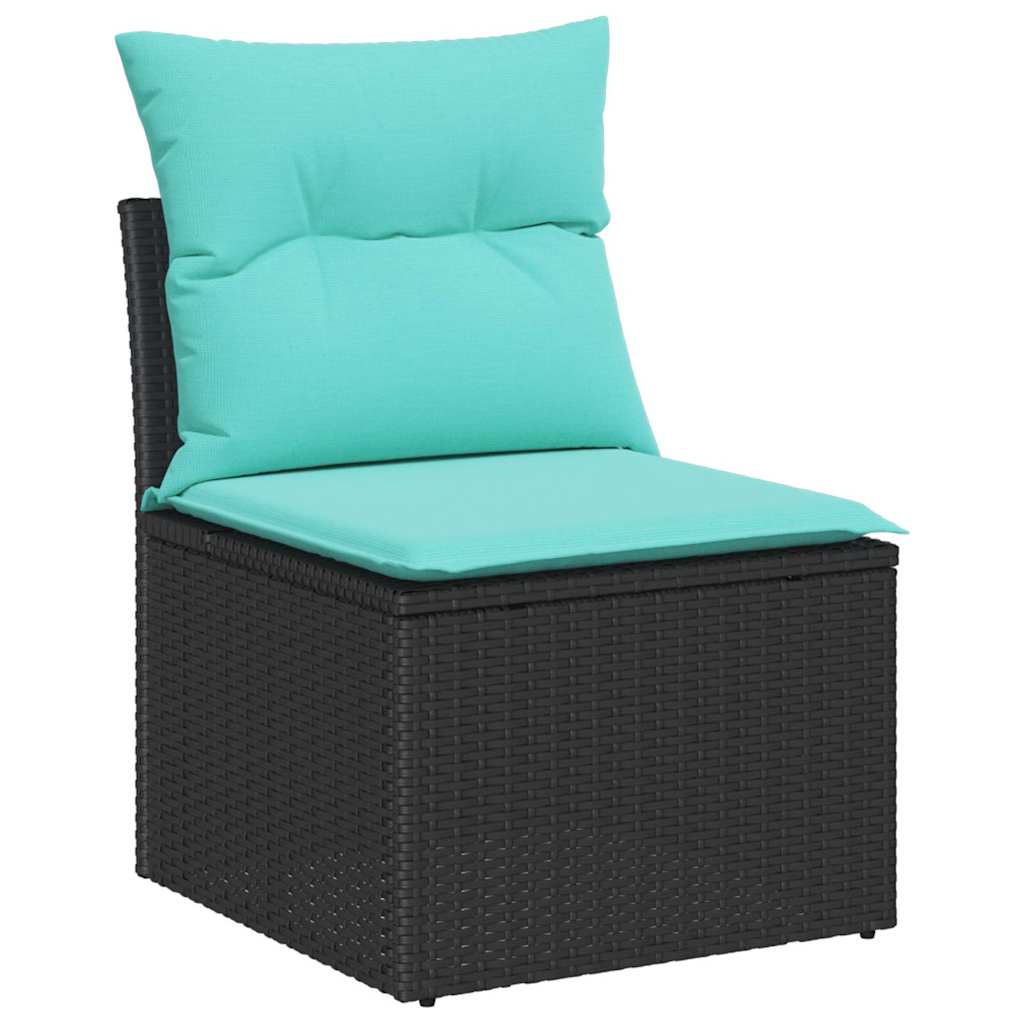 vidaXL Garten Essgruppe mit Kissen 9 pcs Schwarz und Teal