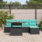 vidaXL Garten Essgruppe mit Kissen 6 pcs Schwarz und Teal