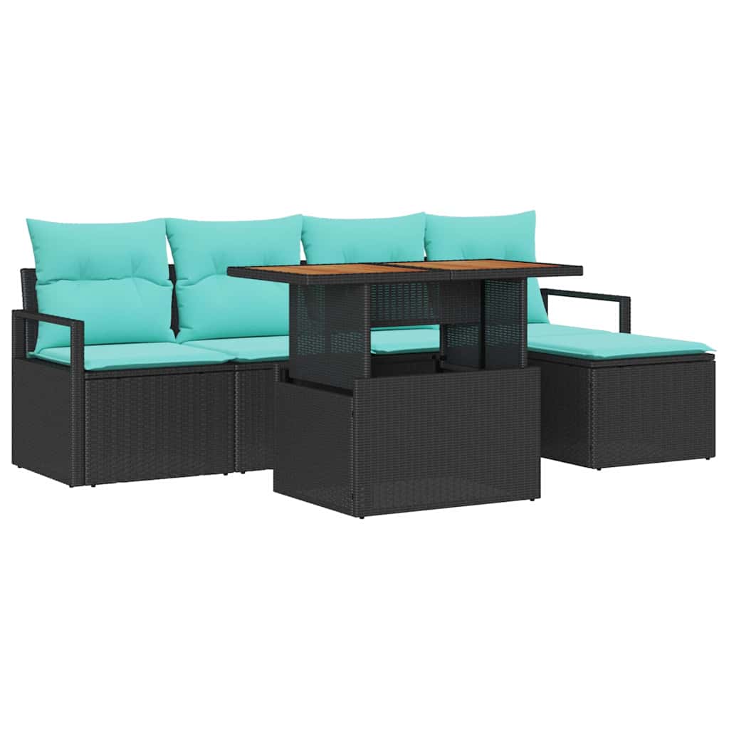 vidaXL Garten Essgruppe mit Kissen 6 pcs Schwarz und Teal