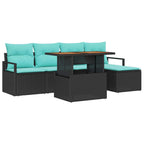 vidaXL Garten Essgruppe mit Kissen 6 pcs Schwarz und Teal