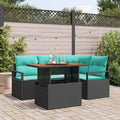 vidaXL Garten Essgruppe mit Kissen 5 pcs Schwarz und Teal