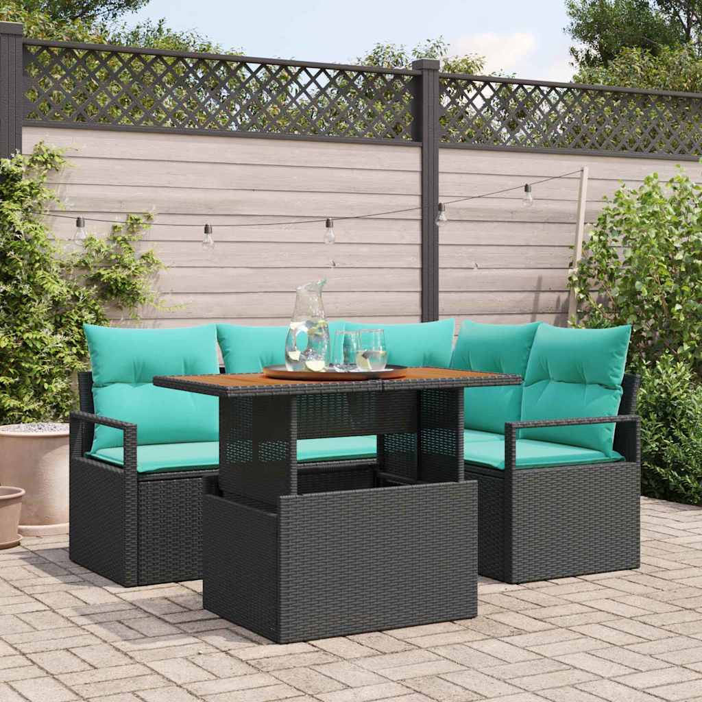 vidaXL Garten Essgruppe mit Kissen 5 pcs Schwarz und Teal