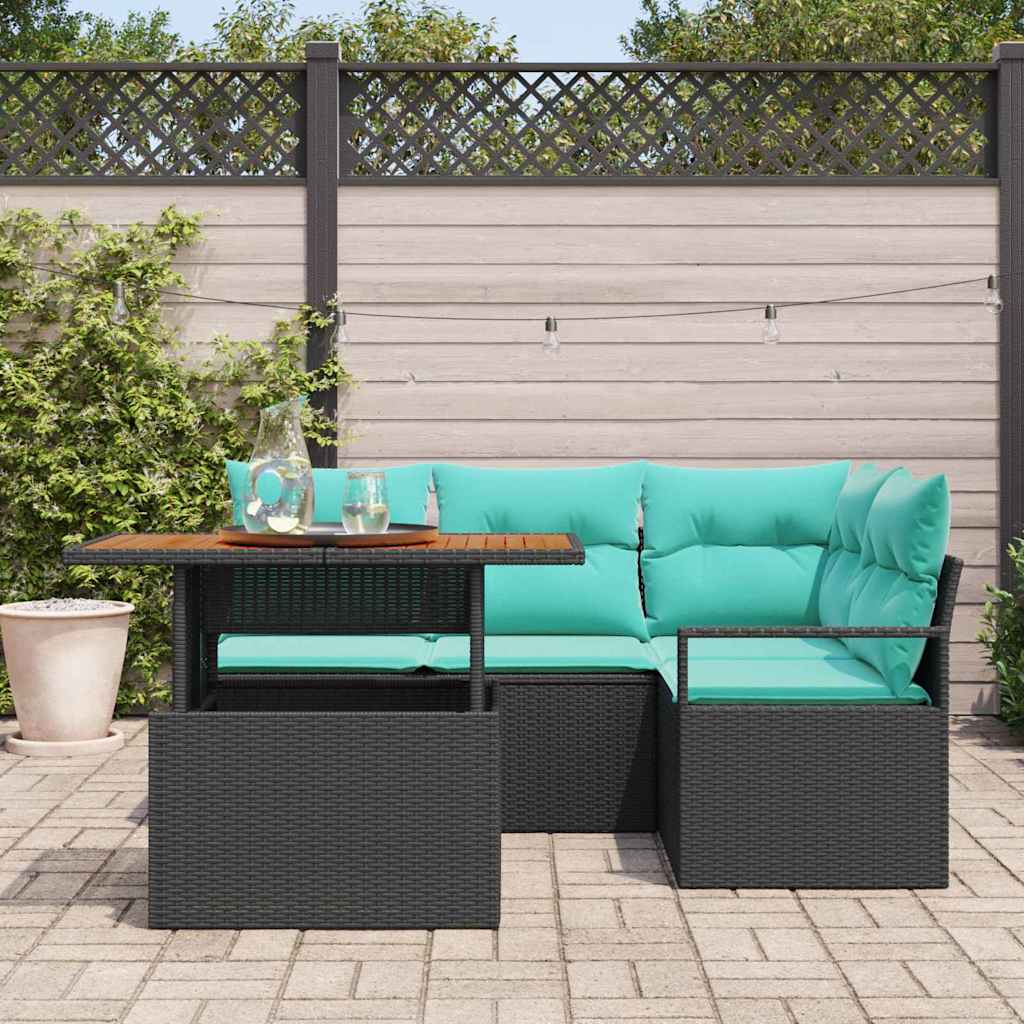 vidaXL Garten Essgruppe mit Kissen 5 pcs Schwarz und Teal