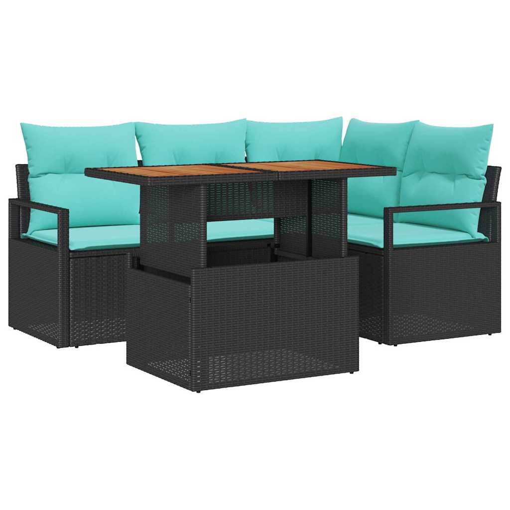 vidaXL Garten Essgruppe mit Kissen 5 pcs Schwarz und Teal