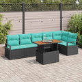 vidaXL Garten Essgruppe mit Kissen 7 pcs Schwarz und Teal