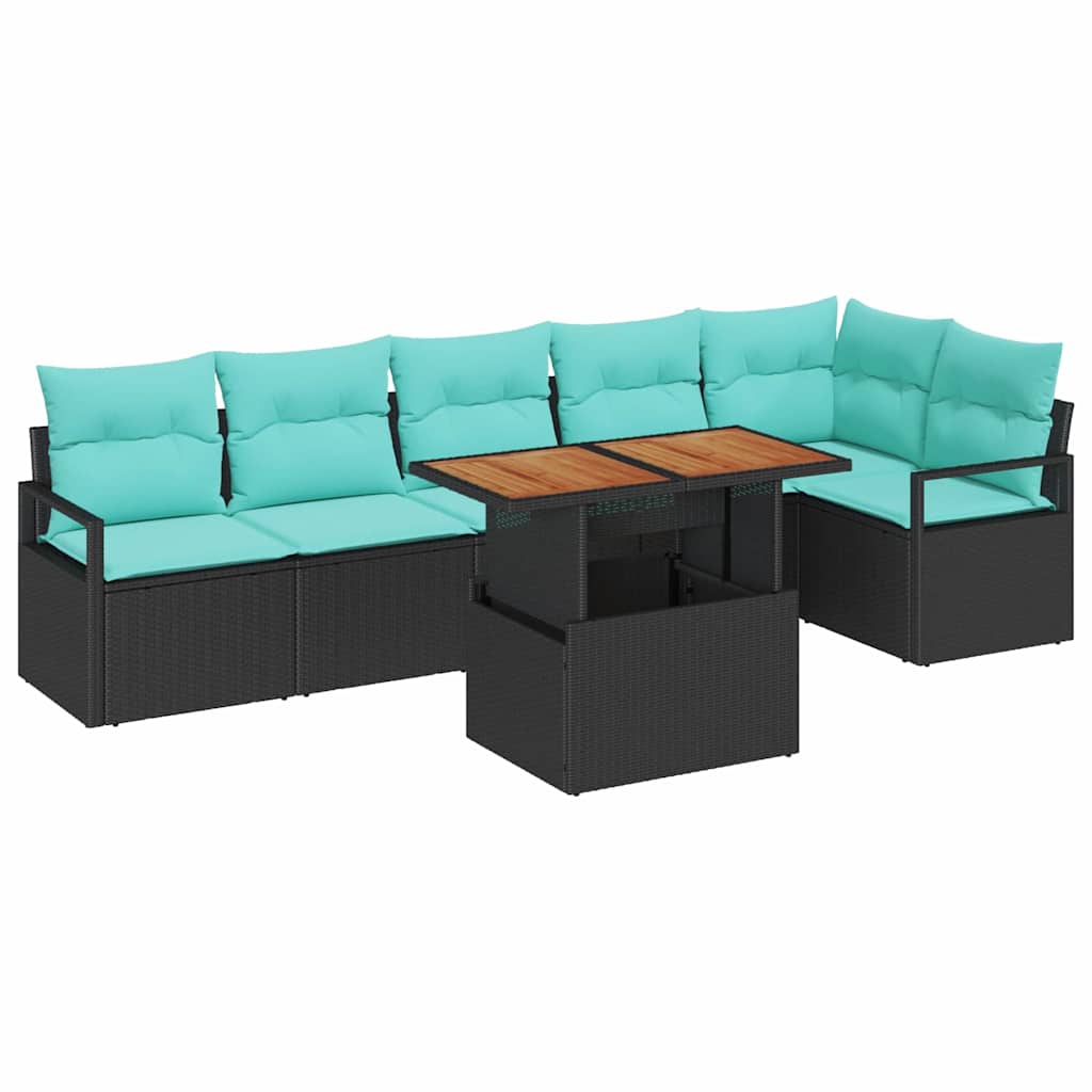 vidaXL Garten Essgruppe mit Kissen 7 pcs Schwarz und Teal