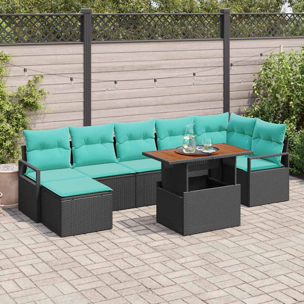vidaXL Garten Essgruppe mit Kissen 8 pcs Schwarz und Teal