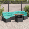 vidaXL Garten Essgruppe mit Kissen 8 pcs Schwarz und Teal