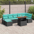 vidaXL Garten Essgruppe mit Kissen 8 pcs Schwarz und Teal