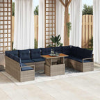vidaXL Garten Essgruppe mit Kissen 11 pcs Grau und Marineblau