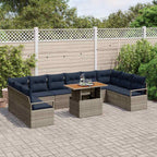 vidaXL Garten Essgruppe mit Kissen 11 pcs Grau und Marineblau
