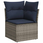 vidaXL Garten Essgruppe mit Kissen 11 pcs Grau und Marineblau