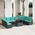 vidaXL Garten Essgruppe mit Kissen 11 pcs Schwarz und Teal