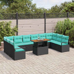 vidaXL Garten Essgruppe mit Kissen 11 pcs Schwarz und Teal