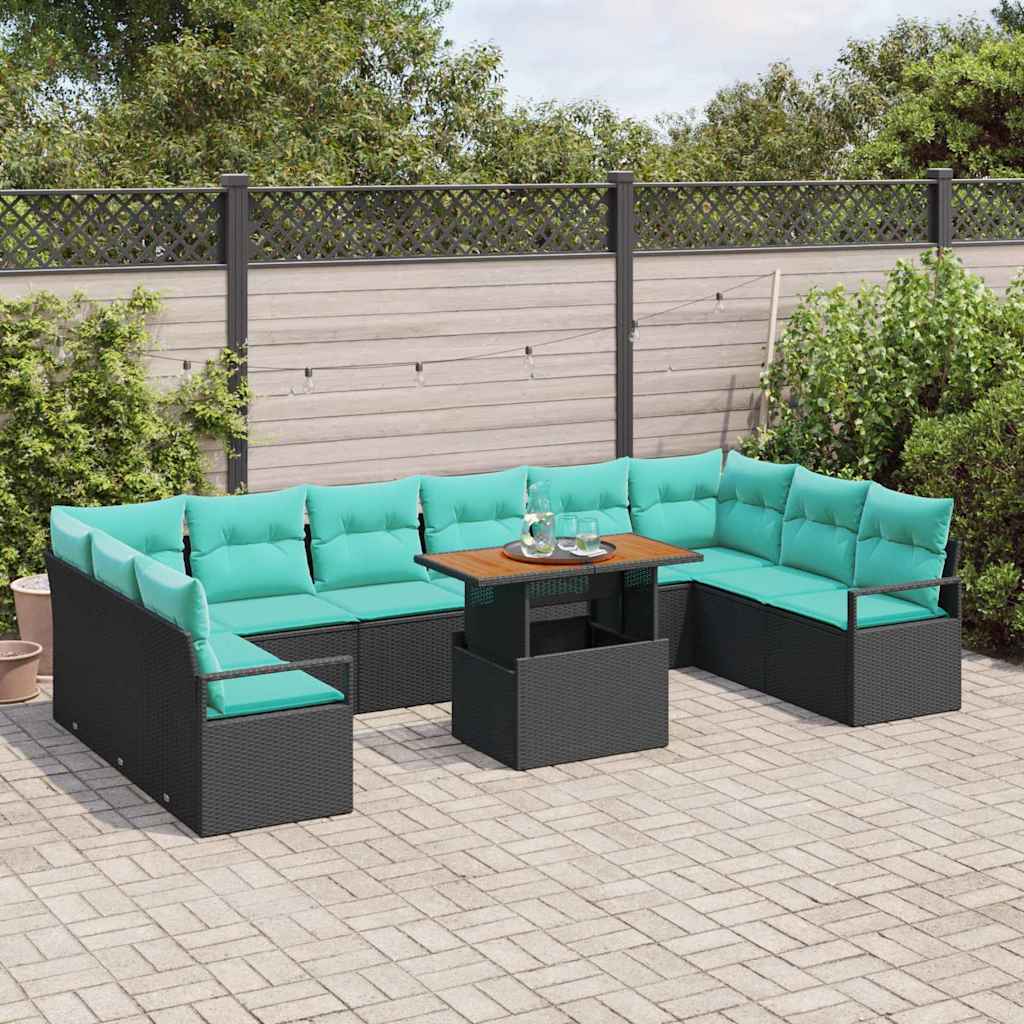vidaXL Garten Essgruppe mit Kissen 11 pcs Schwarz und Teal