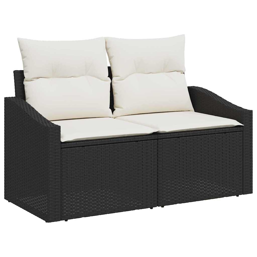 vidaXL Garten-Sofa-Set mit Kissen 5 pcs Schwarz Poly Rattan
