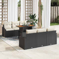vidaXL Garten-Sofa-Set mit Kissen mit Kissen 7 pcs Schwarz und Creme