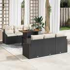 vidaXL Garten-Sofa-Set mit Kissen mit Kissen 7 pcs Schwarz und Creme
