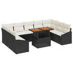 vidaXL Garten Essgruppe mit Kissen 10 pcs Schwarz und Creme