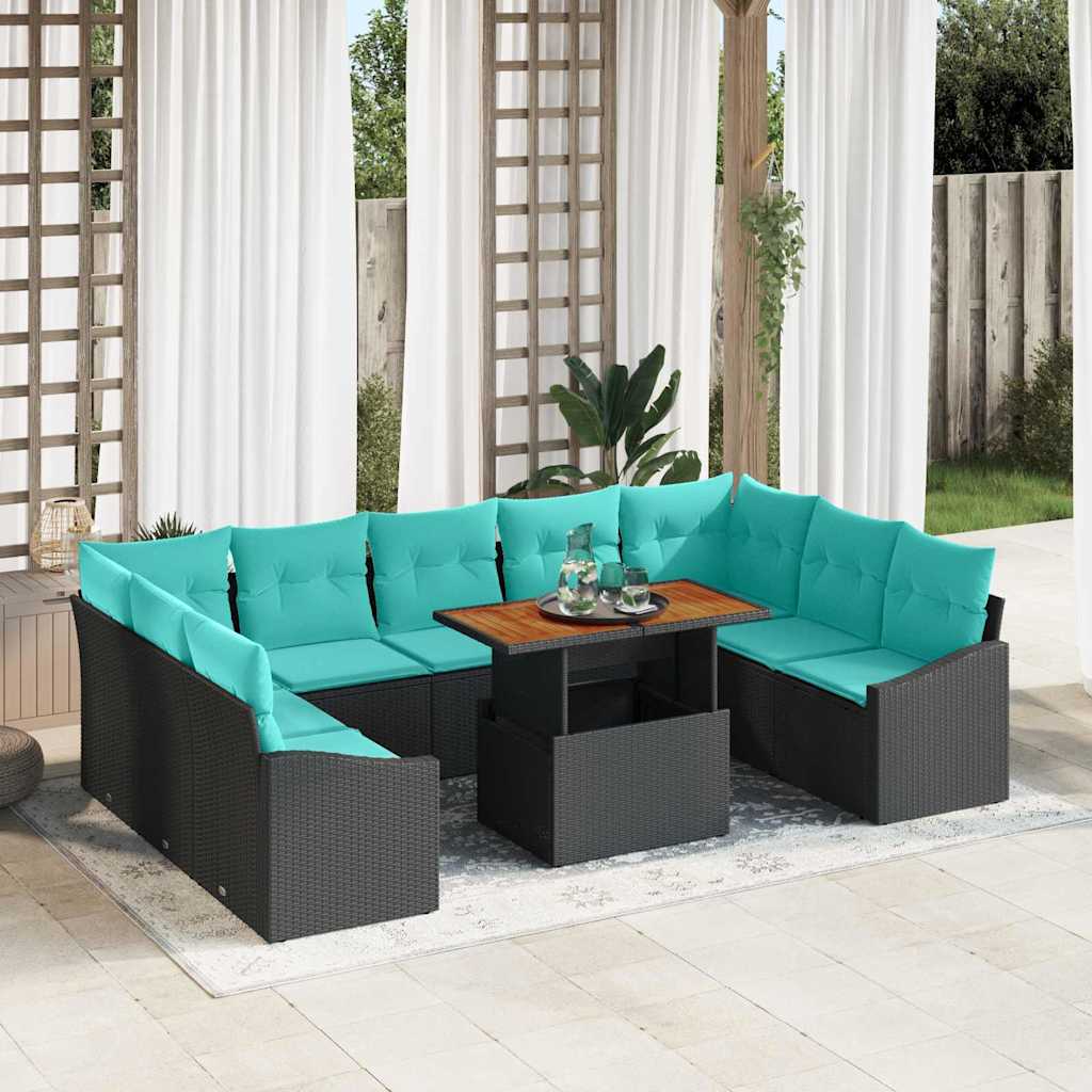 vidaXL Garten Essgruppe mit Kissen 10 pcs Schwarz und Teal