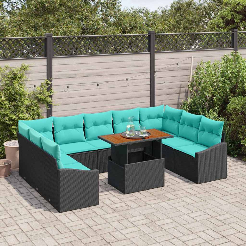 vidaXL Garten Essgruppe mit Kissen 10 pcs Schwarz und Teal