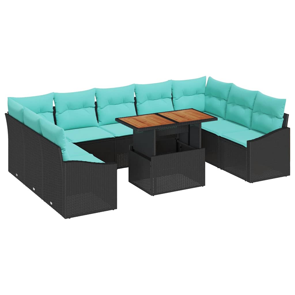 vidaXL Garten Essgruppe mit Kissen 10 pcs Schwarz und Teal