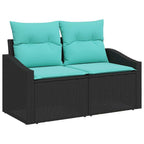 vidaXL Garten Essgruppe mit Kissen 10 pcs Schwarz und Teal