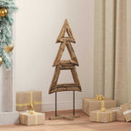 vidaXL Weihnachtsbaum mit Ständer Braun 90 cm Massivholz Teak