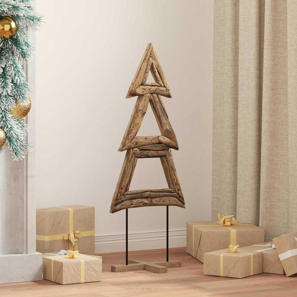 vidaXL Weihnachtsbaum mit Ständer Braun 90 cm Massivholz Teak